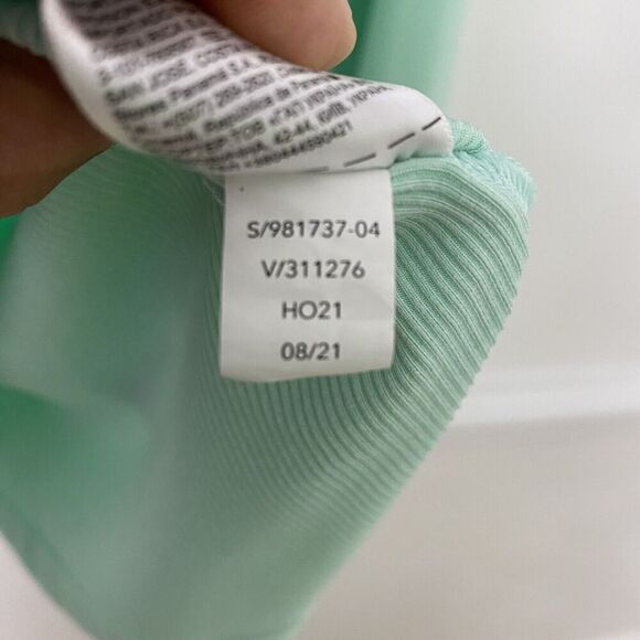 Athleta Womens Uptempo Ribbed Henley Top Sz L Mint Green Athleisure - Picture 6 of 15